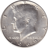 1969 SILVER HALF DOLLAR USA - SILVER WORLD COINS - Cambridgeshire Coins