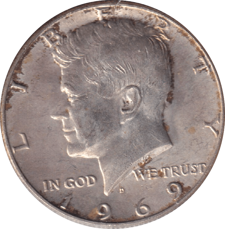 1969 SILVER HALF DOLLAR USA - SILVER WORLD COINS - Cambridgeshire Coins