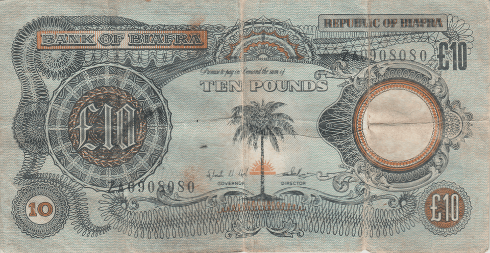 1969 TEN POUND BANKNOTE BANK OF BIAFRA REF - 1592 - WORLD BANKNOTES - Cambridgeshire Coins