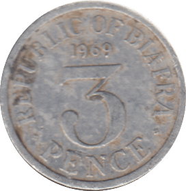 1969 THREEPENCE REPUBLIC OF BIAFRA - WORLD COINS - Cambridgeshire Coins