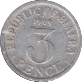 1969 THREEPENCE REPUBLIC OF BIAFRA - WORLD COINS - Cambridgeshire Coins