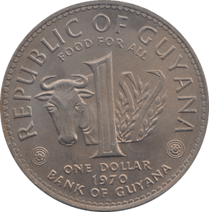 1970 1 DOLLAR GUYANA - WORLD COINS - Cambridgeshire Coins