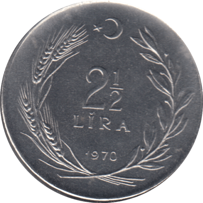1970 2 1/2 LIRA TURKEY - WORLD COINS - Cambridgeshire Coins