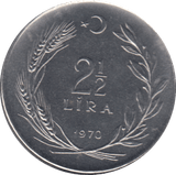 1970 2 1/2 LIRA TURKEY - WORLD COINS - Cambridgeshire Coins