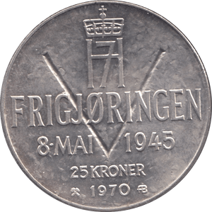 1970 25 KRONER NORWAY - WORLD COINS - Cambridgeshire Coins