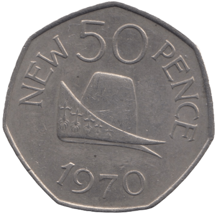 1970 FIFTY PENCE GUERNSEY - WORLD COINS - Cambridgeshire Coins