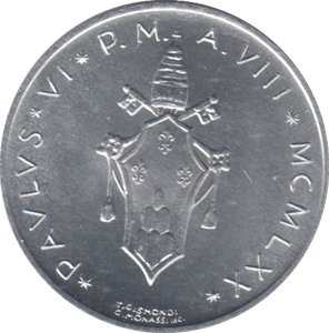 1970 FIVE LIRE VATICAN - WORLD COINS - Cambridgeshire Coins