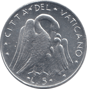 1970 FIVE LIRE VATICAN - WORLD COINS - Cambridgeshire Coins