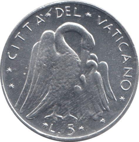 1970 FIVE LIRE VATICAN - WORLD COINS - Cambridgeshire Coins