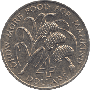 1970 FOUR DOLLARS BARBADOS - WORLD COINS - Cambridgeshire Coins