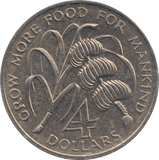 1970 FOUR DOLLARS BARBADOS - WORLD COINS - Cambridgeshire Coins