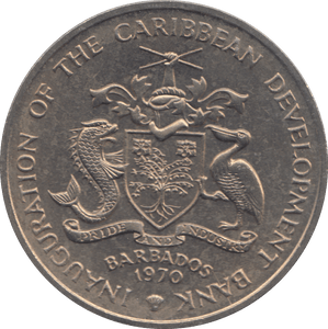 1970 FOUR DOLLARS BARBADOS - WORLD COINS - Cambridgeshire Coins