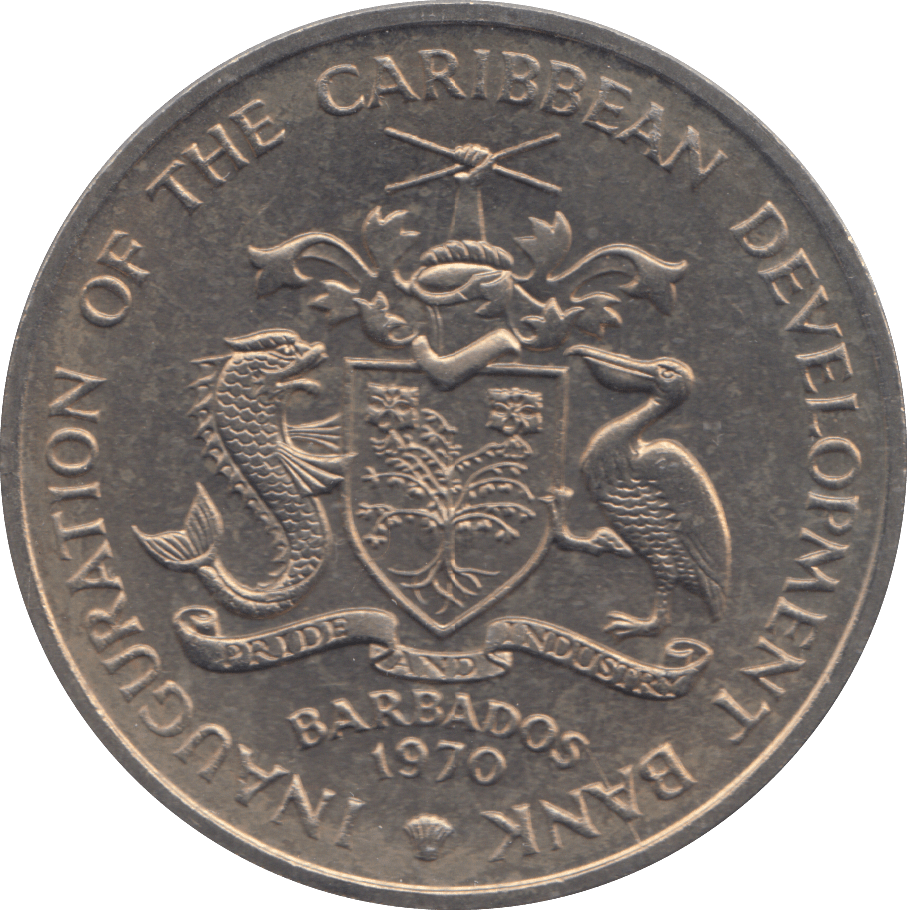 1970 FOUR DOLLARS BARBADOS - WORLD COINS - Cambridgeshire Coins