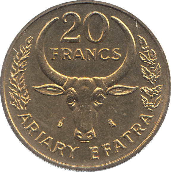 1970 MADAGASCAR 20 FRANCS COIN - WORLD COINS - Cambridgeshire Coins