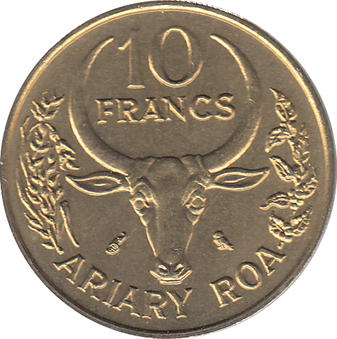 1970 MADAGASCAR TEN FRANCS COIN - WORLD COINS - Cambridgeshire Coins
