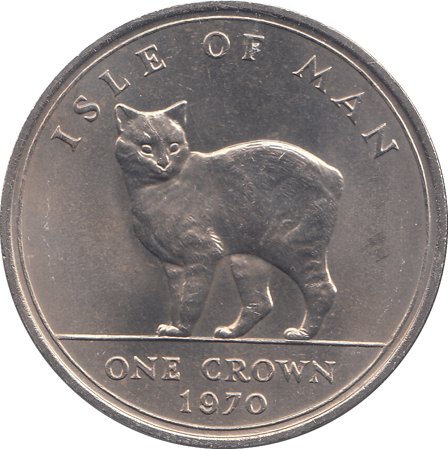 1970 ONE CROWN MANX CAT ISLE OF MAN - WORLD COINS - Cambridgeshire Coins