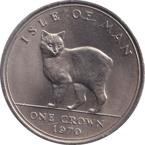 1970 ONE CROWN MANX CAT ISLE OF MAN - WORLD COINS - Cambridgeshire Coins