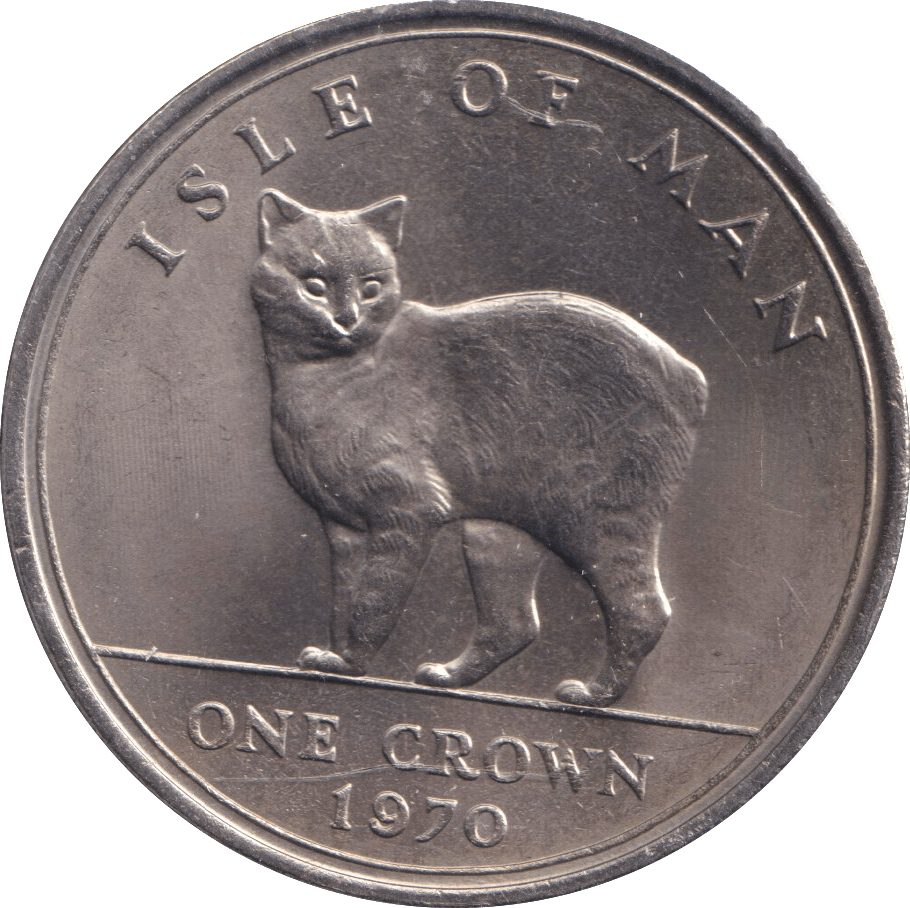 1970 ONE CROWN MANX CAT ISLE OF MAN - WORLD COINS - Cambridgeshire Coins