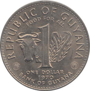 1970 ONE DOLLAR GUYANA - WORLD COINS - Cambridgeshire Coins