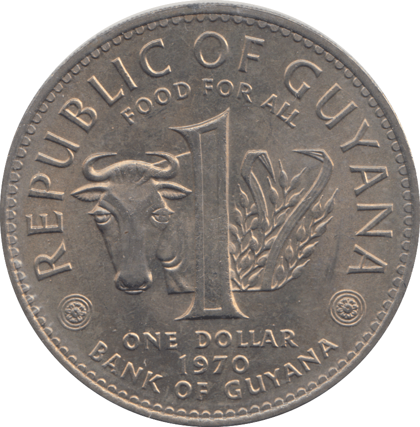 1970 ONE DOLLAR GUYANA - WORLD COINS - Cambridgeshire Coins