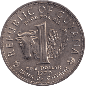 1970 ONE DOLLAR GUYANA - WORLD COINS - Cambridgeshire Coins