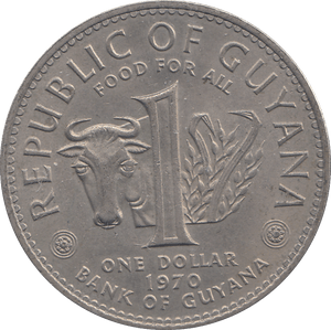 1970 ONE DOLLAR REPUBLIC OF GUYANA - WORLD COINS - Cambridgeshire Coins