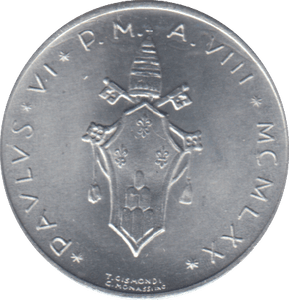 1970 ONE LIRE VATICAN - WORLD COINS - Cambridgeshire Coins