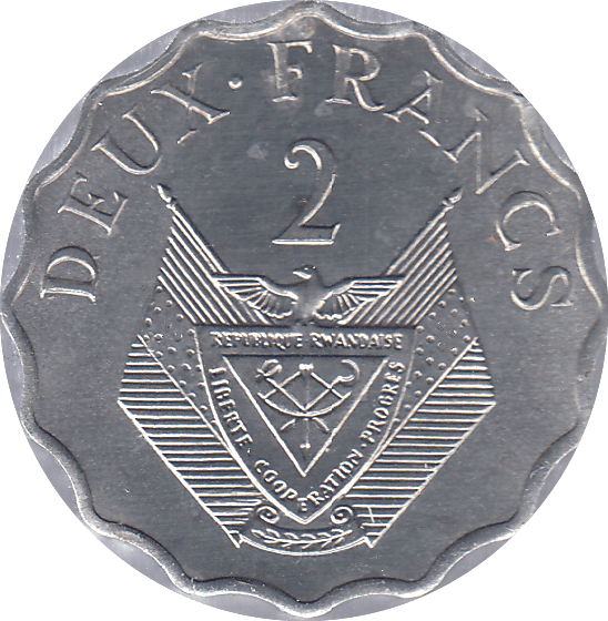 1970 RWANDA TWO FRANCS - WORLD COINS - Cambridgeshire Coins