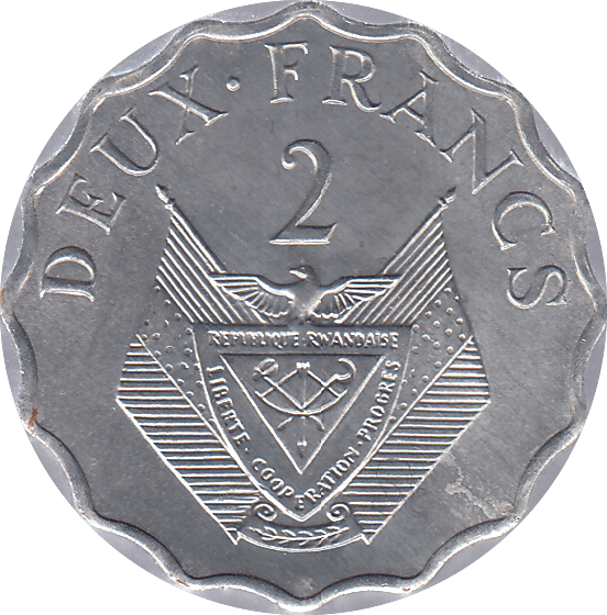 1970 RWANDA TWO FRANCS - WORLD COINS - Cambridgeshire Coins