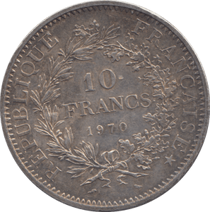 1970 SILVER 10 FRANCS FRANCE - SILVER WORLD COINS - Cambridgeshire Coins