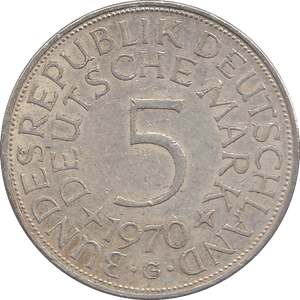 1970 SILVER GERMANY 5 MARKS - WORLD COINS - Cambridgeshire Coins