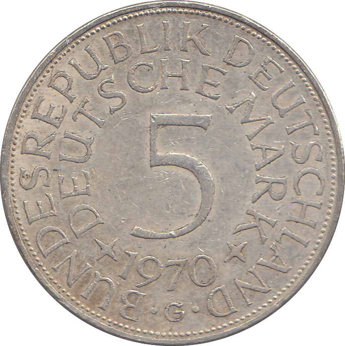 1970 SILVER GERMANY 5 MARKS - WORLD COINS - Cambridgeshire Coins