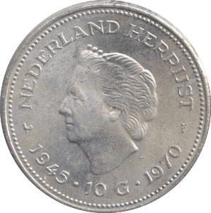 1970 SILVER NETHERLANDS 10 GULDEN - SILVER WORLD COINS - Cambridgeshire Coins