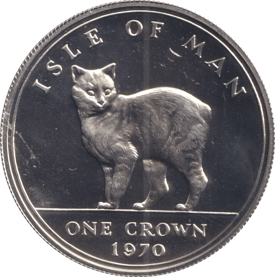 1970 SILVER ONE CROWN ISLE OF MAN - SILVER WORLD COINS - Cambridgeshire Coins