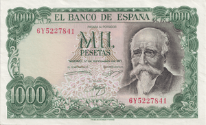 1971 1000 PESTAS BANKNOTE SPAIN REF-1575 - WORLD BANKNOTES - Cambridgeshire Coins
