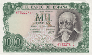 1971 1000 PESTAS BANKNOTE SPAIN REF-1612 - WORLD BANKNOTES - Cambridgeshire Coins