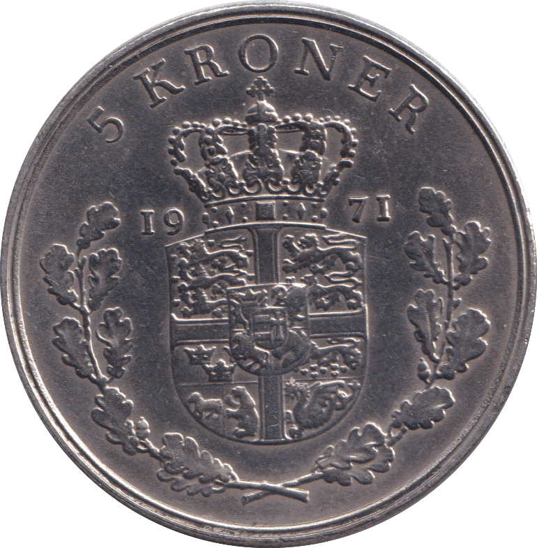 1971 5 KRONER DENMARK - WORLD COINS - Cambridgeshire Coins