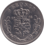 1971 5 KRONER DENMARK - WORLD COINS - Cambridgeshire Coins