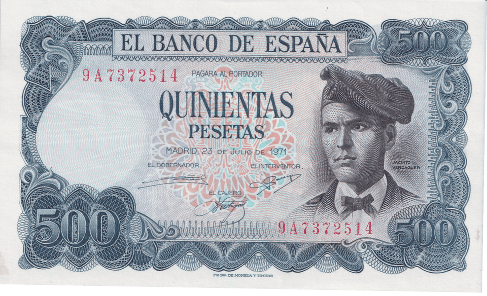 1971 500 PESTAST SPAIN BANKNOTE REF-1858 - WORLD BANKNOTES - Cambridgeshire Coins