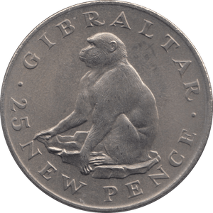1971 GIBRALTAR TWENTY FIVE PENCE - WORLD COINS - Cambridgeshire Coins
