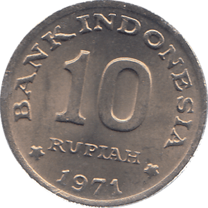 1971 INDONESIA TEN RUPIAH - WORLD COINS - Cambridgeshire Coins