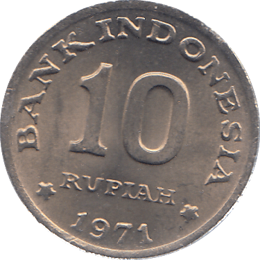 1971 INDONESIA TEN RUPIAH - WORLD COINS - Cambridgeshire Coins