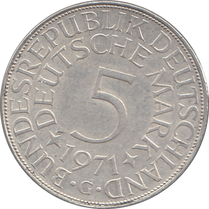 1971 SILVER GERMANY 5 MARKS - WORLD COINS - Cambridgeshire Coins