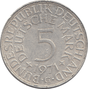1971 SILVER GERMANY 5 MARKS - WORLD COINS - Cambridgeshire Coins