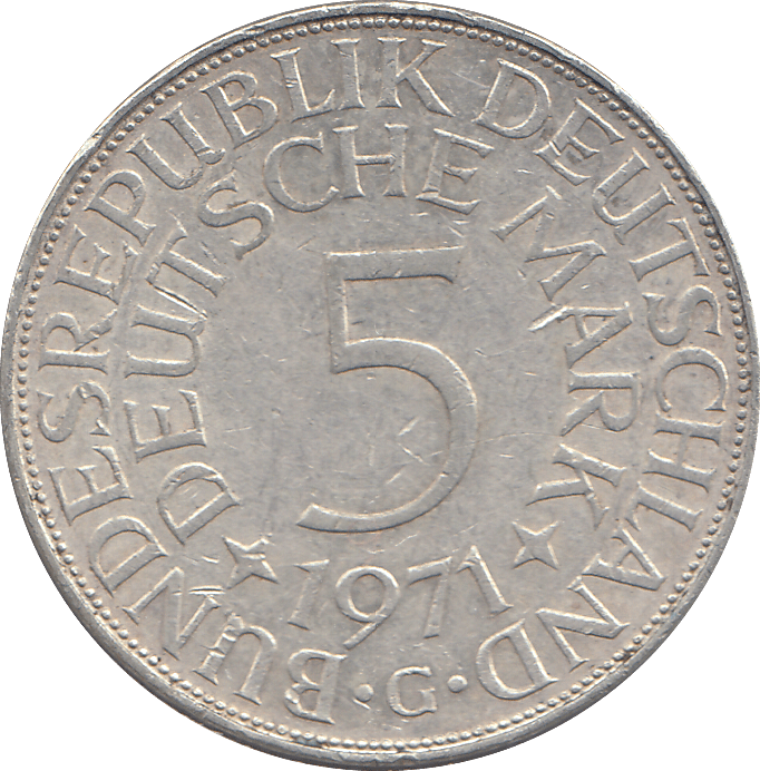 1971 SILVER GERMANY 5 MARKS - WORLD COINS - Cambridgeshire Coins