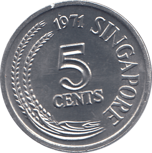1971 SINGAPORE FIVE CENTS - WORLD COINS - Cambridgeshire Coins