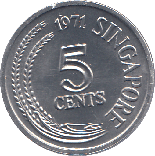 1971 SINGAPORE FIVE CENTS - WORLD COINS - Cambridgeshire Coins