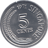1971 SINGAPORE FIVE CENTS - WORLD COINS - Cambridgeshire Coins
