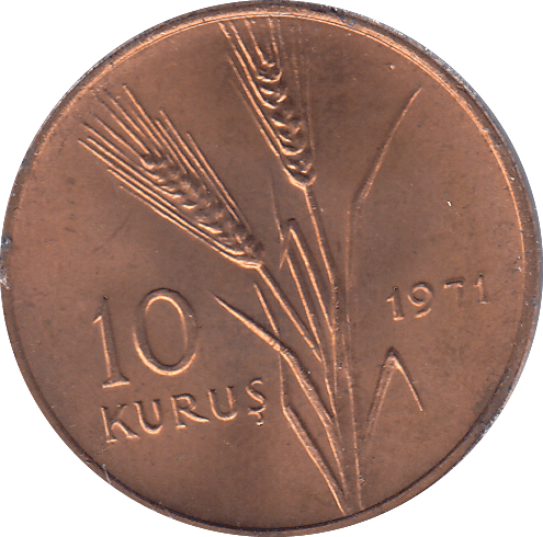1971 TURKEY TEN KURUS - WORLD COINS - Cambridgeshire Coins