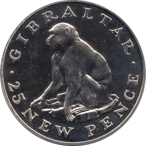 1971 TWENTY FIVE PENCE GIBRALTAR - SILVER WORLD COINS - Cambridgeshire Coins